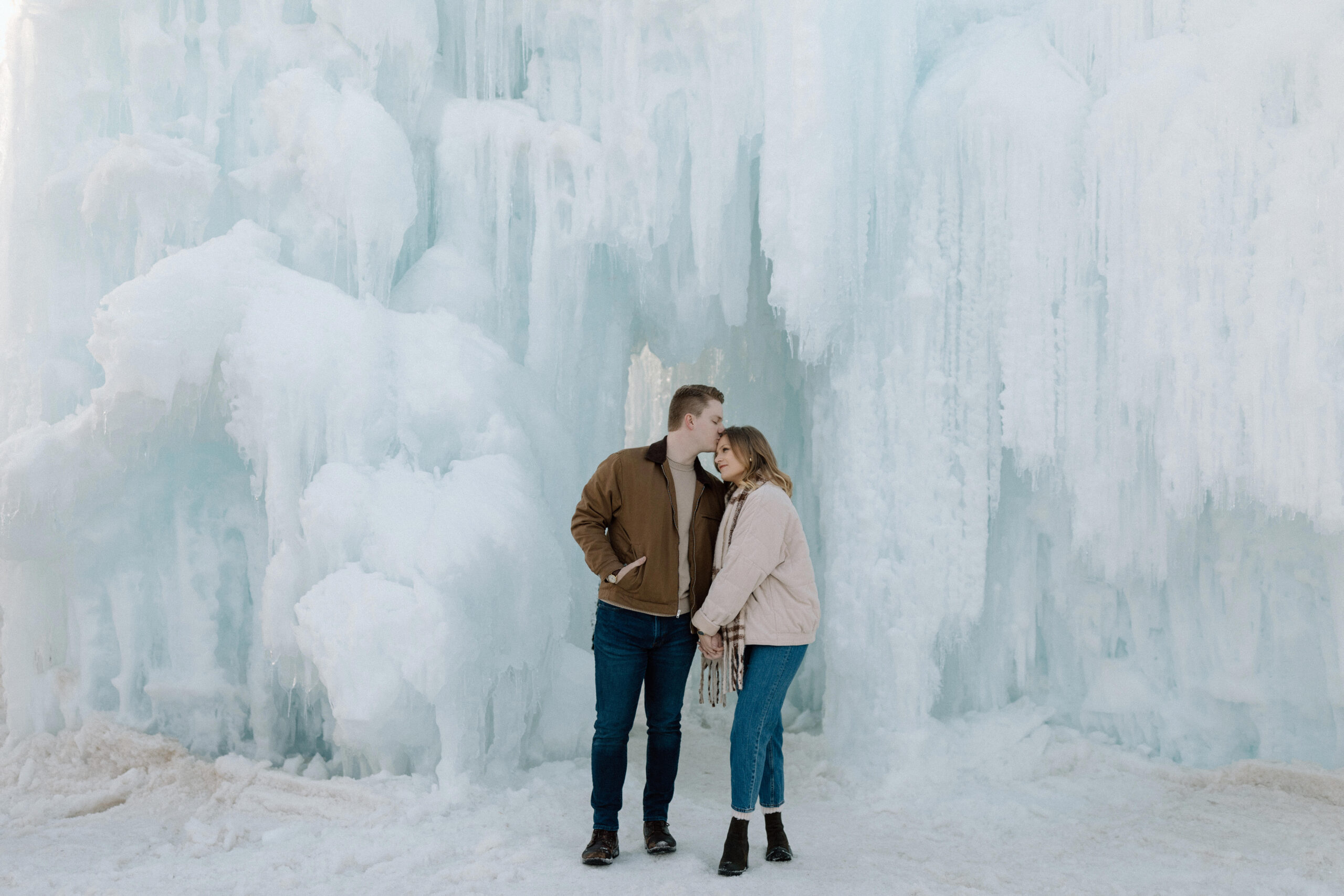 Winter engagement session at the Colorado Ice Castles
