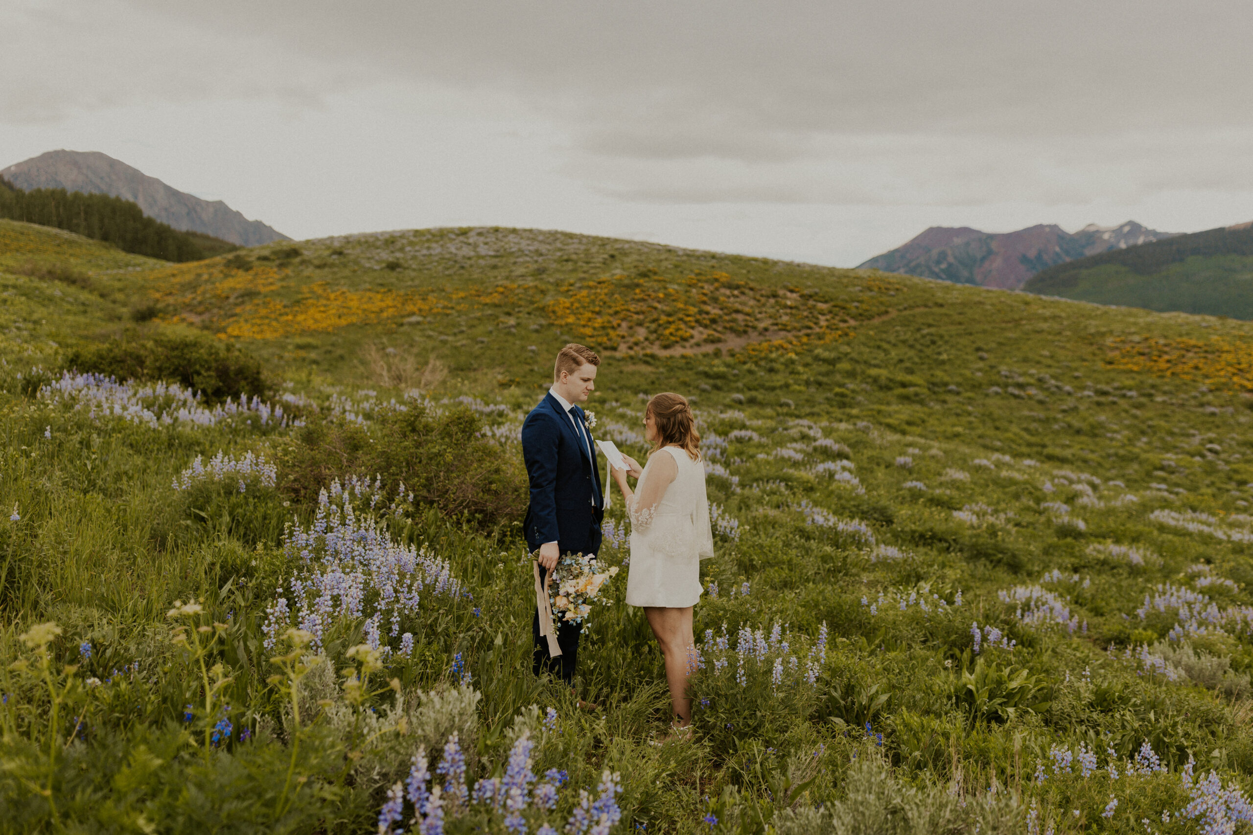 Intimate elopemement in Crested Butte, Colorado wildflowers